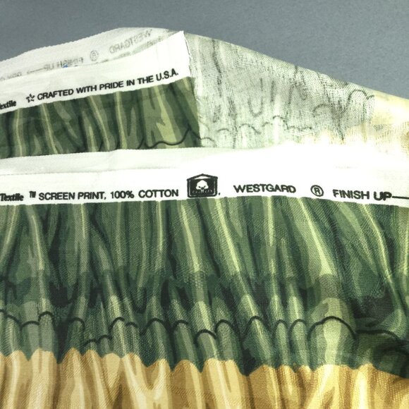 Vintage Western Textile Fabric Green Gold Wave Stripes 3D Look Upholstery 2.5 yd - Picture 5 of 7